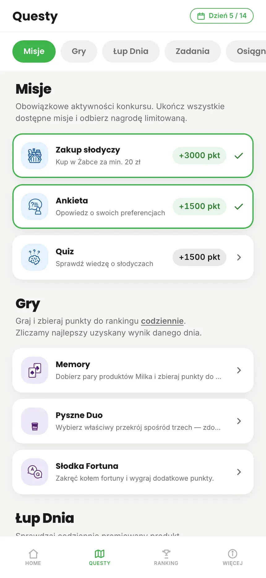 Żabka Hero — Misje i gry