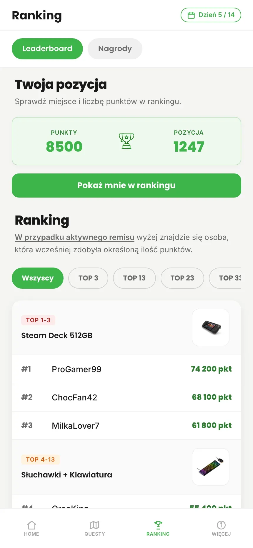 Żabka Hero — Ranking